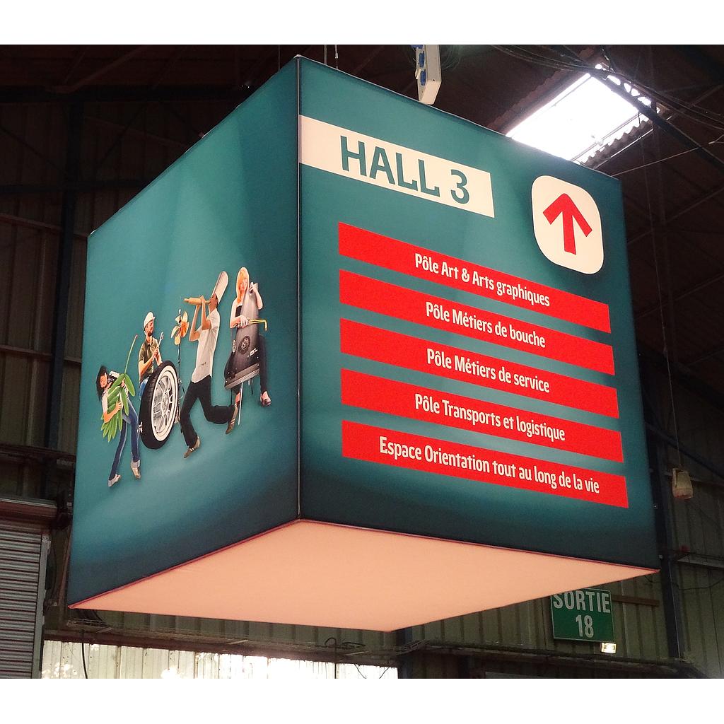 Enseigne tour d'appel suspendu 3000 x 3000 x ht 1500 m/m impression R° (copie)