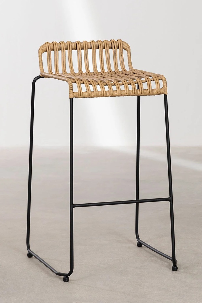 Tabouret rotin (dossier bas) Eco Bois